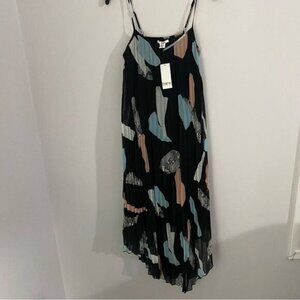 Bar 3 Women’s Pleated Contrast Midi Banana Strap Slip Dress XS